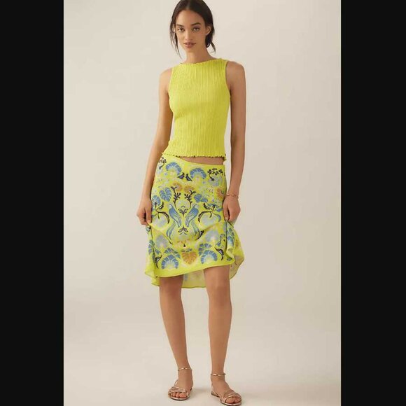 New XS Farm Rio x Anthropologie sateen knee-length slip skirt - Picture 1 of 9